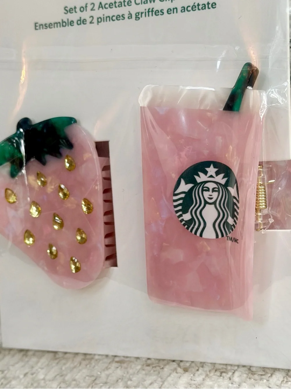 Starbucks Pink Drink Hair Clips 2pc Set IN HAND Limited Edition Summer 2026 HTF